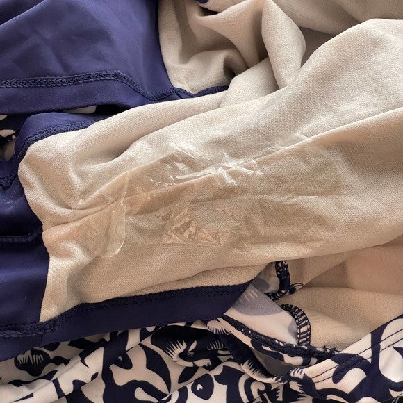 Blue White Pattern Modest One-piece Bathing Suit Swimsuit Size 8 - Picture 6 of 8